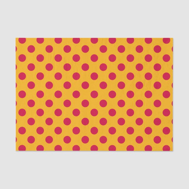 Papier Mousseline Pois rouges sur jaune (Recto)
