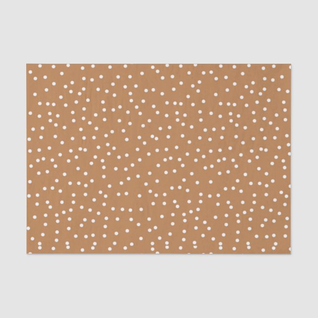 Papier Mousseline Pois Tan & White Confetti (Recto)