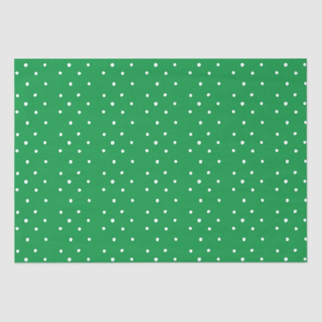 Papier Mousseline Pois Vert Et Blanc (Recto)