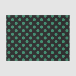 Papier Mousseline Pois vert et noir
