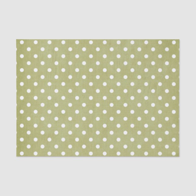 PAPIER MOUSSELINE POIS VERTS ET BLANCS (Recto)