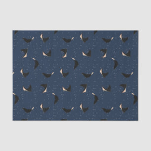 Papier Mousseline Poisson à raies marines tachetées en bleu profond