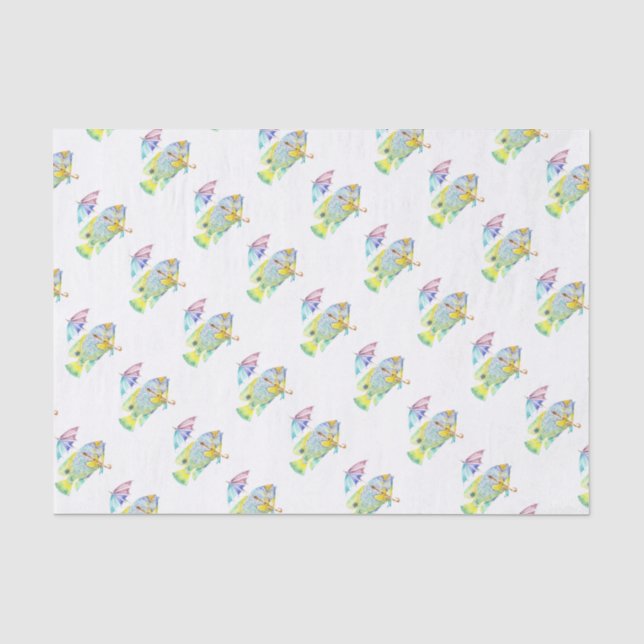 Papier Mousseline Poisson Ange Avec Parapluie (Recto)