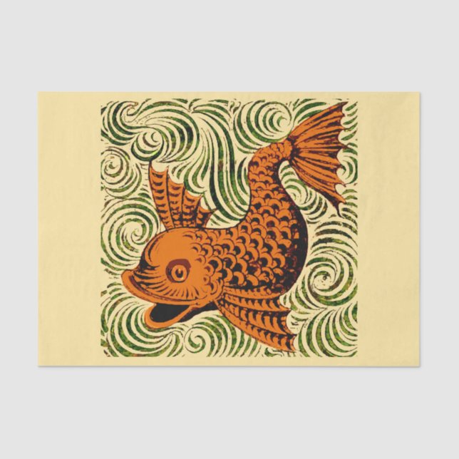 Papier Mousseline Poisson Antique Carrelage Ancien art (Recto)