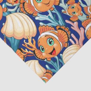 Papier Mousseline Poisson clown Dessin animé mignon Famille Sous l'e