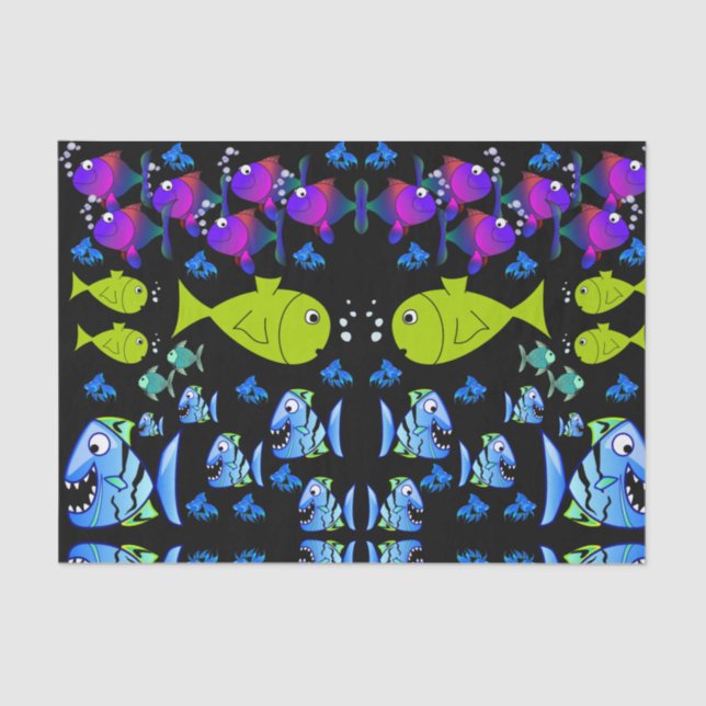 Papier Mousseline Poisson en papier de tissu décoratif (Recto)