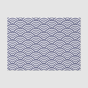 Papier Mousseline Poisson Koinobori japonais échelle en bleu Delft