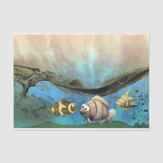 Papier Mousseline Poisson mignon Sous L'Océan Découpage (Recto)