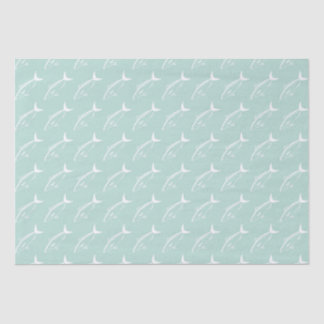 Papier Mousseline Poisson Saumon australien en blanc sur Aqua