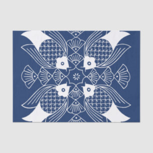 Papier Mousseline Poisson sous-marin avec Arrière - plan bleu