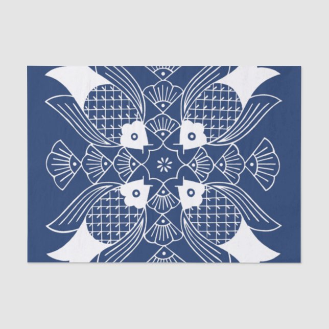 Papier Mousseline Poisson sous-marin avec Arrière - plan bleu (Recto)