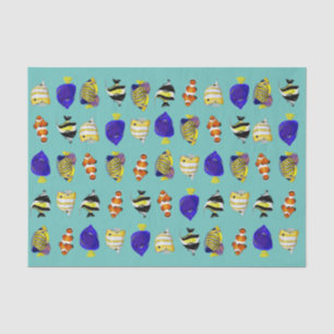 Papier Mousseline Poisson tropical coloré