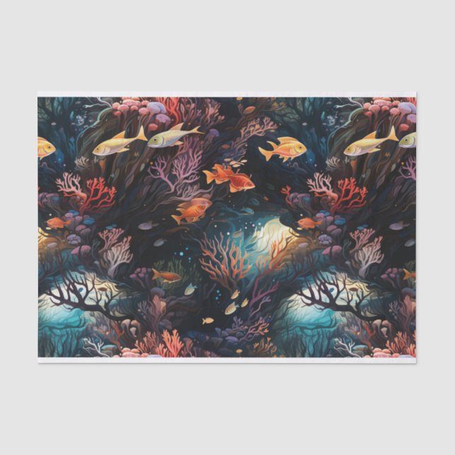 Papier Mousseline Poisson tropical et corail Art no 2 (Recto)