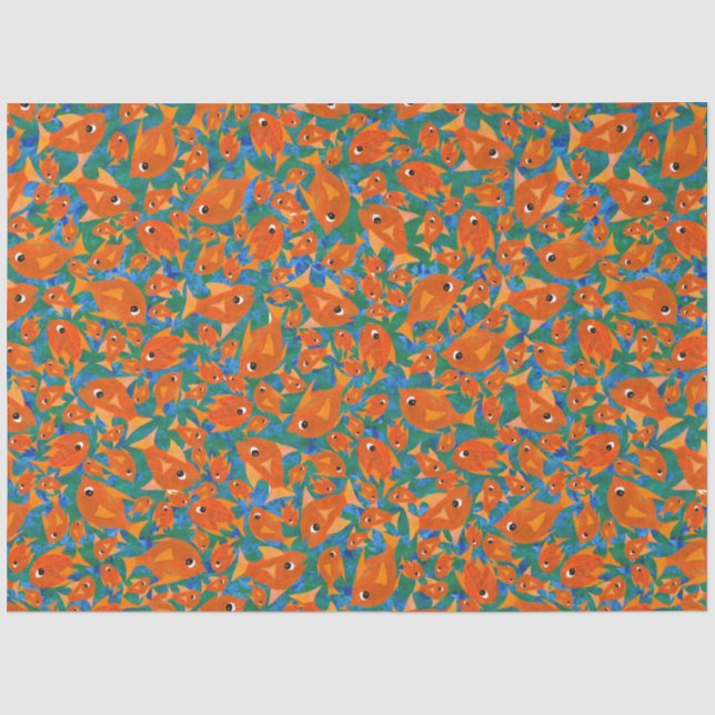 Papier Mousseline Poissons d'oranges savoureuses sur papier de tissu (Recto)