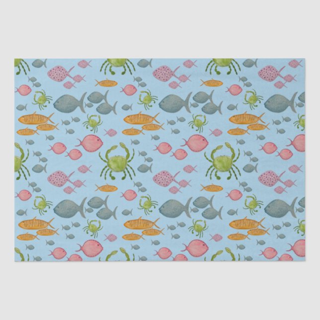 Papier Mousseline Poissons et crabes (Recto)