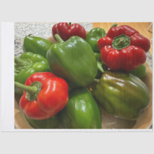Papier Mousseline Poivrons rouges et verts frais du jardin