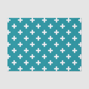 Papier Mousseline Polka blanche croise sur turquoise