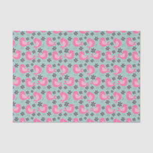 Papier Mousseline Polka Dot Birds and Flowers