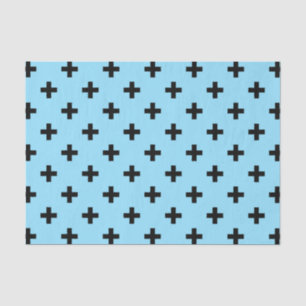 Papier Mousseline Polka noire croise sur le bleu bébé
