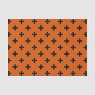 Papier Mousseline Polka noire croise sur orange
