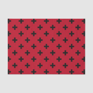 Papier Mousseline Polka noire croise sur rouge