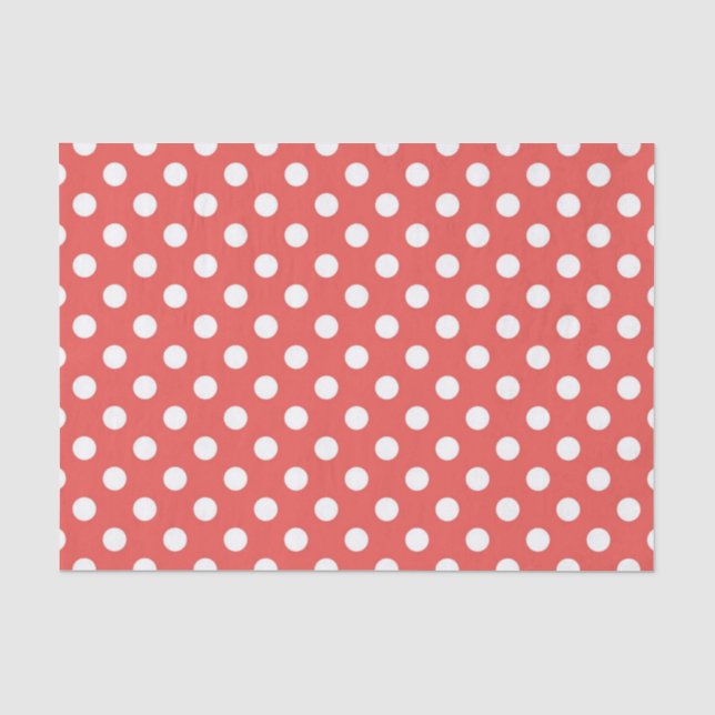 Papier Mousseline Polka rouge et blanc Point fête d'anniversaire (Recto)