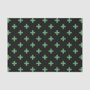 Papier Mousseline Polka verte croise sur noir