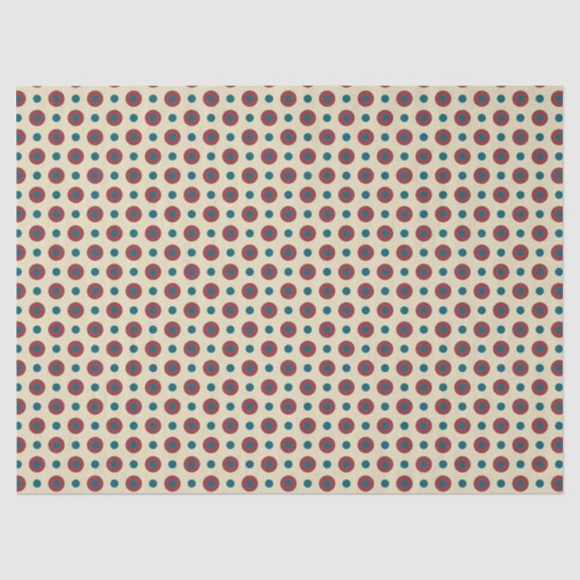 Papier Mousseline Polkas rouges Jumbo sur papier de tissus beige (Recto)