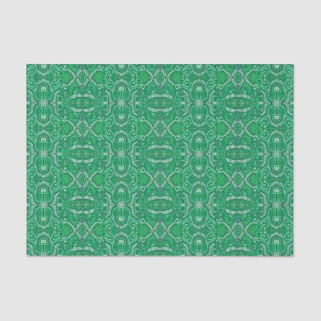 Papier Mousseline Pomme Strid Bohemian Boho Arabesque Motif Vert (Recto)