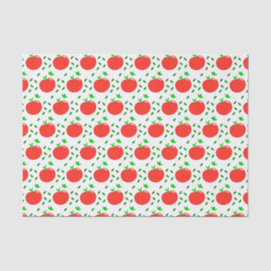 Papier Mousseline Pommes rouges et Feuilles verts
