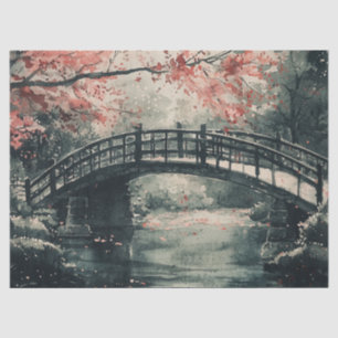 Papier Mousseline Pont Cherry Blossom Sumi-E Paysage (1)