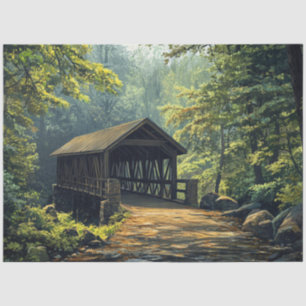 Papier Mousseline Pont couvert en bois de découpage