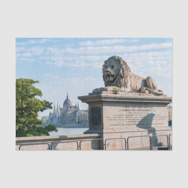 Papier Mousseline Pont de Chaîne Szechenyi et Parlement de Budapest (Recto)