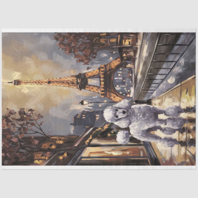 Papier Mousseline Poodle à Paris Peinture Découpage (Recto)