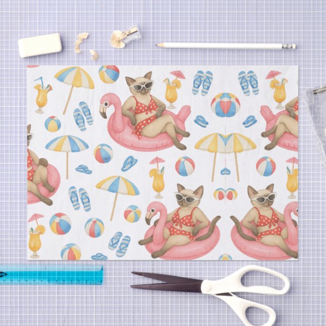 Papier Mousseline Pool Party for Siamese Cat lovers  (Artisanat)