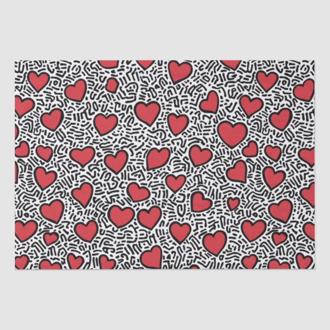 Papier Mousseline Pop Art Heart Motif (Recto)