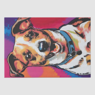 Papier Mousseline Pop Art Pup : Jack Russell Terrier Decoupage