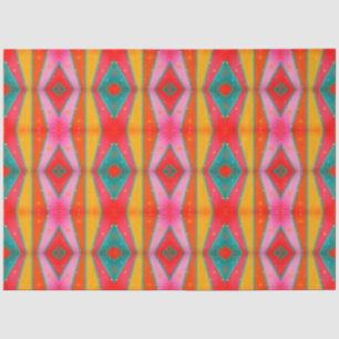 Papier Mousseline Pop Motif diamant rose orange bleu jaune