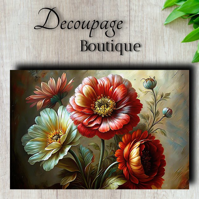 Papier Mousseline Poppies et pivoines opulentes Découpage (Opulent Poppies Decoupage Tissue Paper)