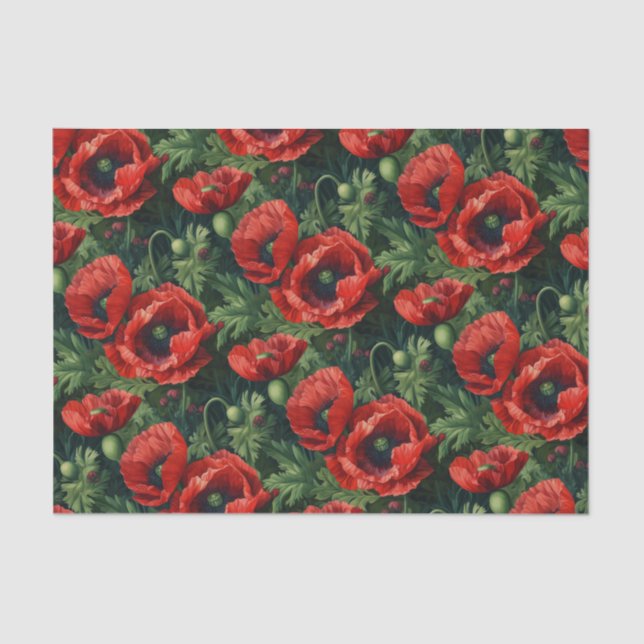 Papier Mousseline Poppies rouges (Recto)