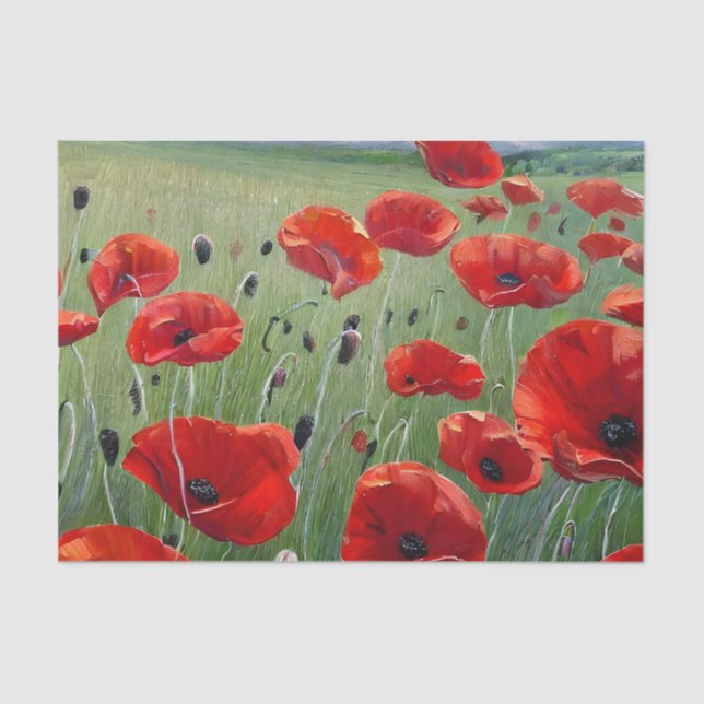 Papier Mousseline Poppies rouges (Recto)