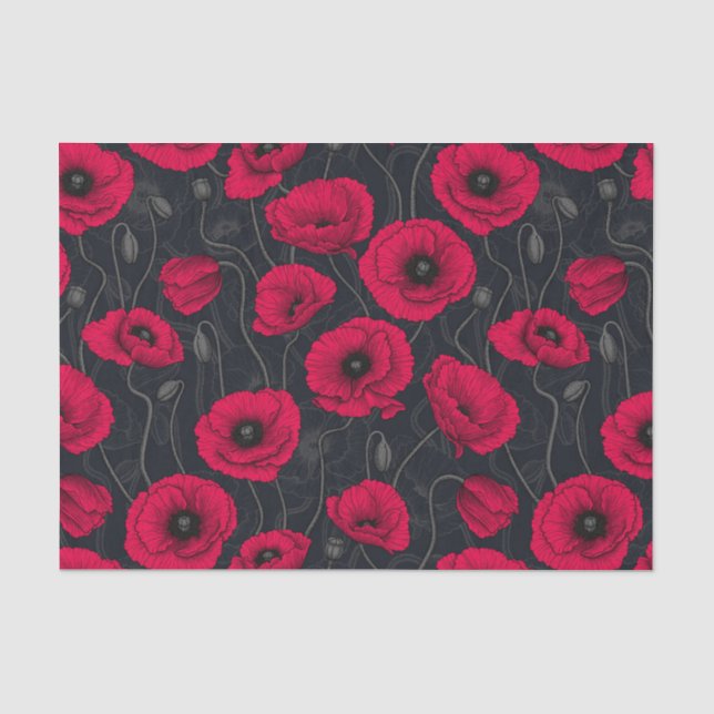 Papier Mousseline Poppies rouges (Recto)