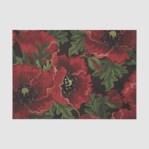 Papier Mousseline Poppies rouges et coccinelles sur Arrière - plan n