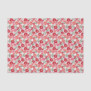 Papier Mousseline Poppies rouges florales