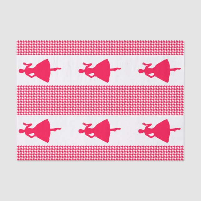 Papier Mousseline Poppy Houndstooth moderne avec Silhouette de mode (Recto)