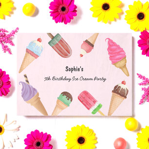 Papier Mousseline Popsicles de glace Fête d'été au bord de la piscin