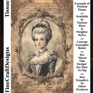 Papier Mousseline Portrait Baroque Français Vieilli Sépia CW8L Décou