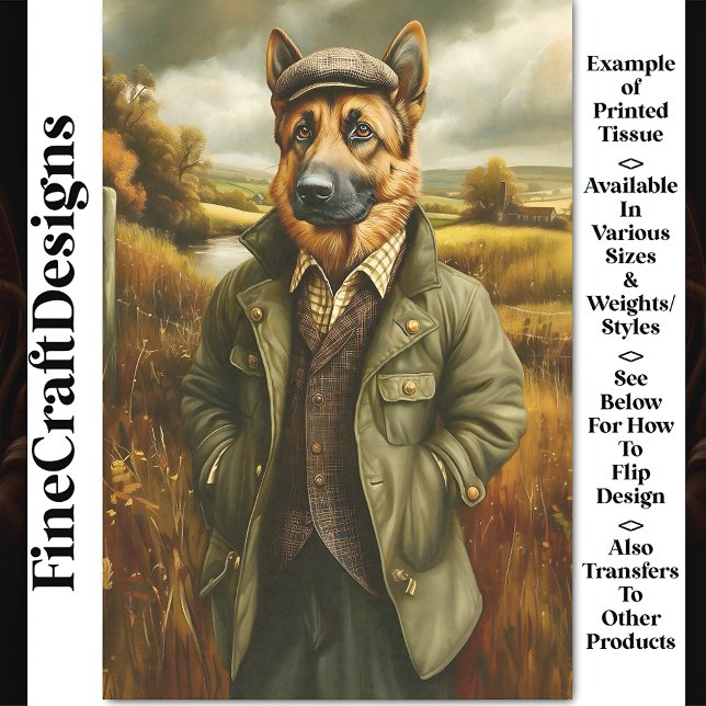 Papier Mousseline Portrait berger allemand, paysage CG9 Découpage (Créateur téléchargé)