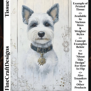 Papier Mousseline Portrait Chien Chien Chien Chien Blanc Cute Découp