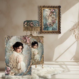 Papier Mousseline Portrait d'art de femme magnifique victorienne fra